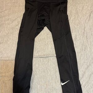 Nike Pro Kids Boy Black Leggings with White Logo